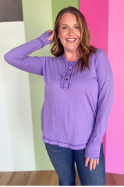 Classic Comfort Long Sleeve Top- Lavender