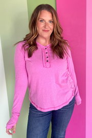 Classic Comfort Long Sleeve Top- Pink