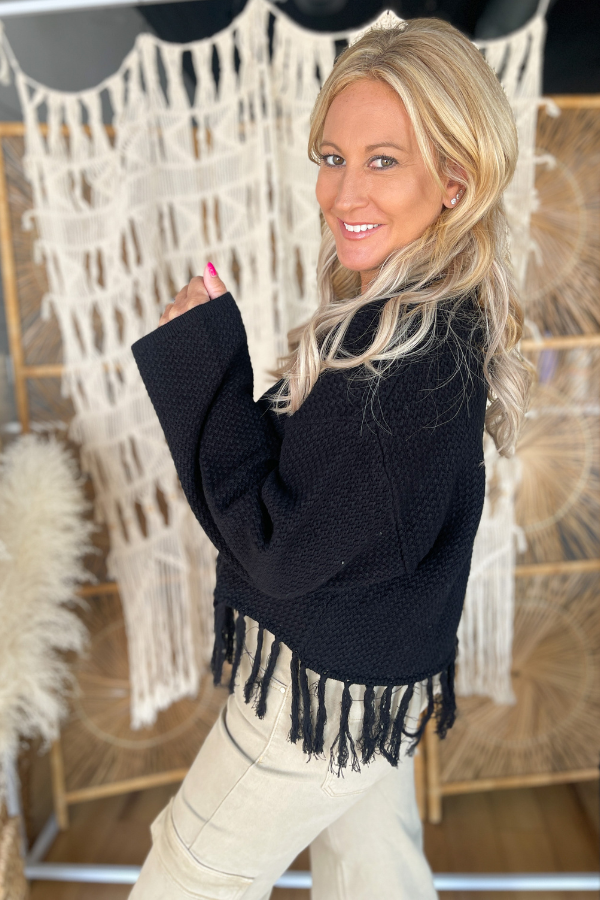 Tassel Temptation Sweater- Black