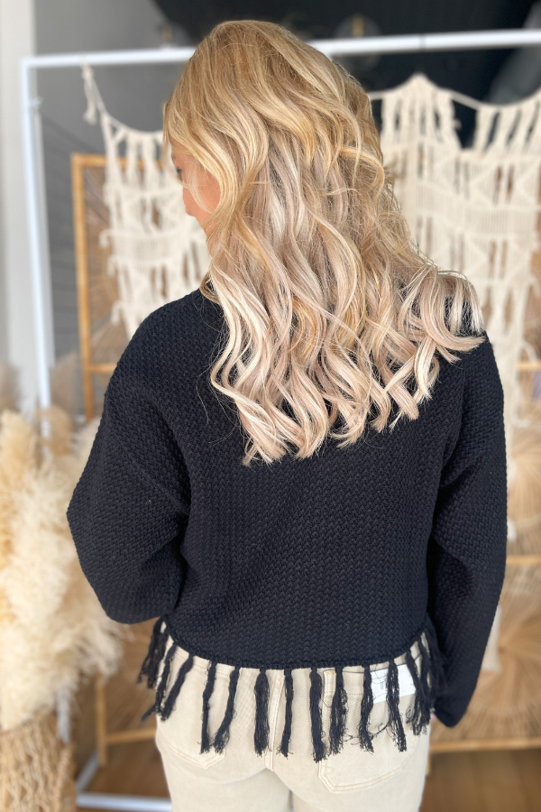 Tassel Temptation Sweater- Black