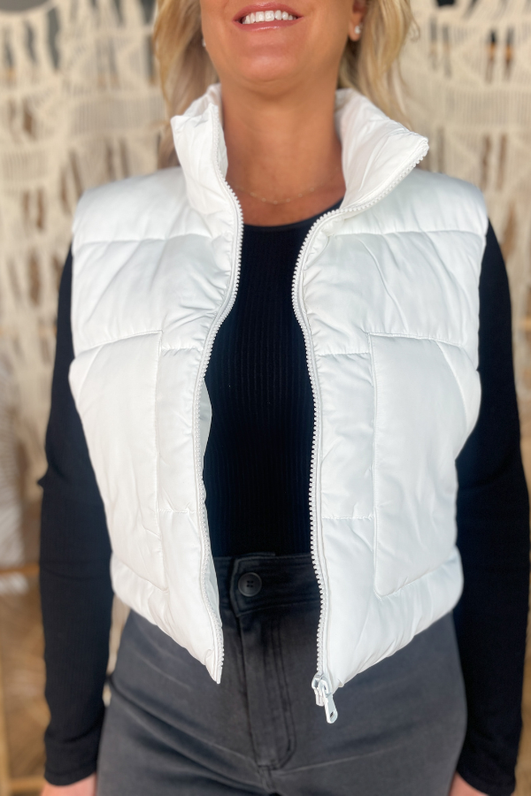Cozy Clouds Puffer Vest- White