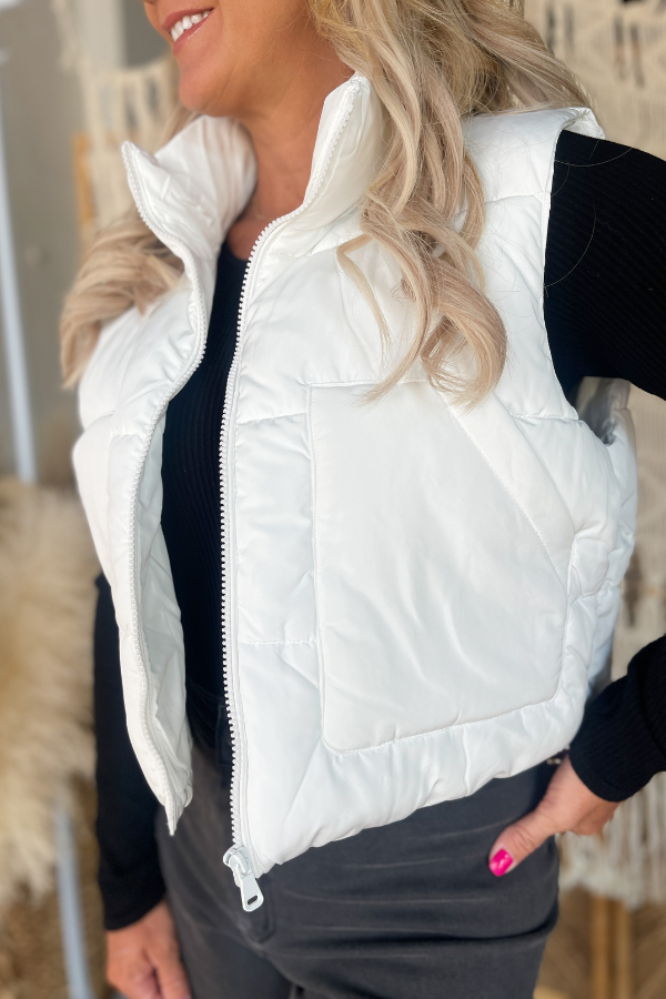 Cozy Clouds Puffer Vest- White