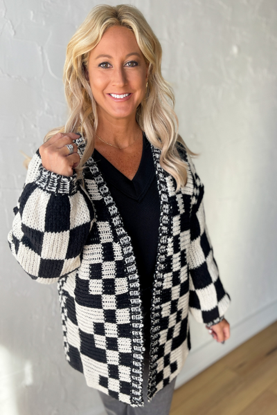 Off the Wall Checkered Cardigan