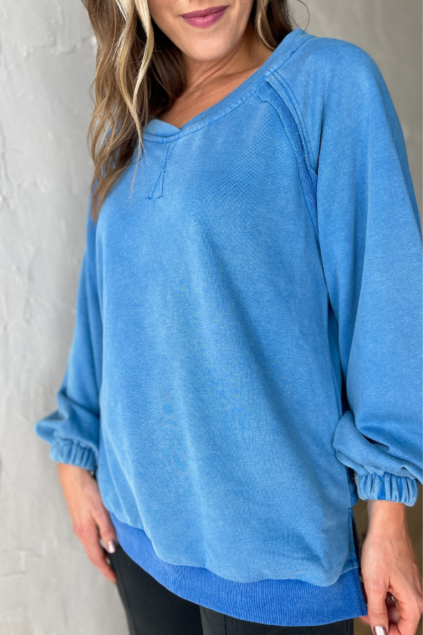 Bubble Up Pullover- Blue