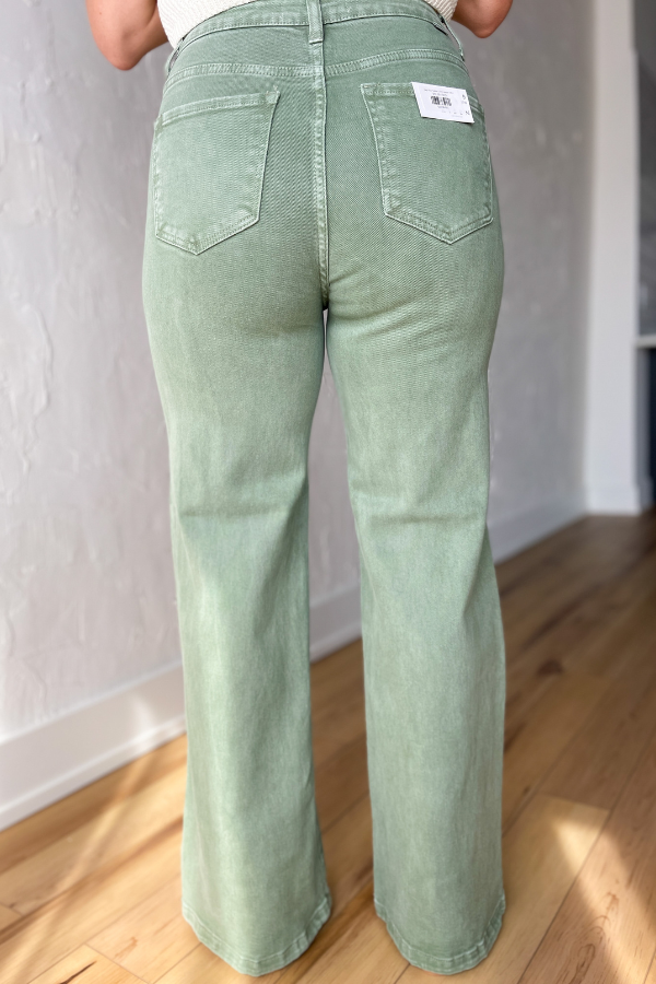 High Rise Tummy Control Jeans- Olive