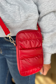 Puffer Crossbody Bag- Red