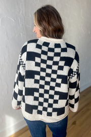 Guilty Pleasure Checkered Sweater- Black