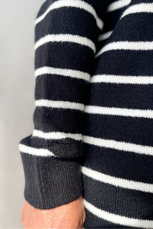 The Gretchen Stripe Sweater Dress- Black/Ivory