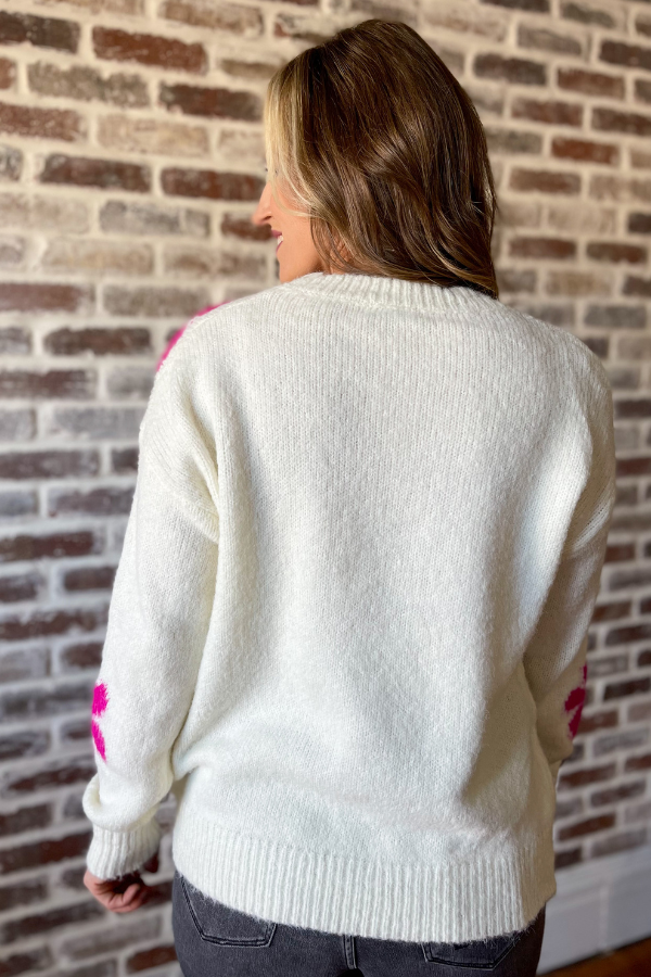 Daisy Dreams Sweater- Ivory/Fuchsia