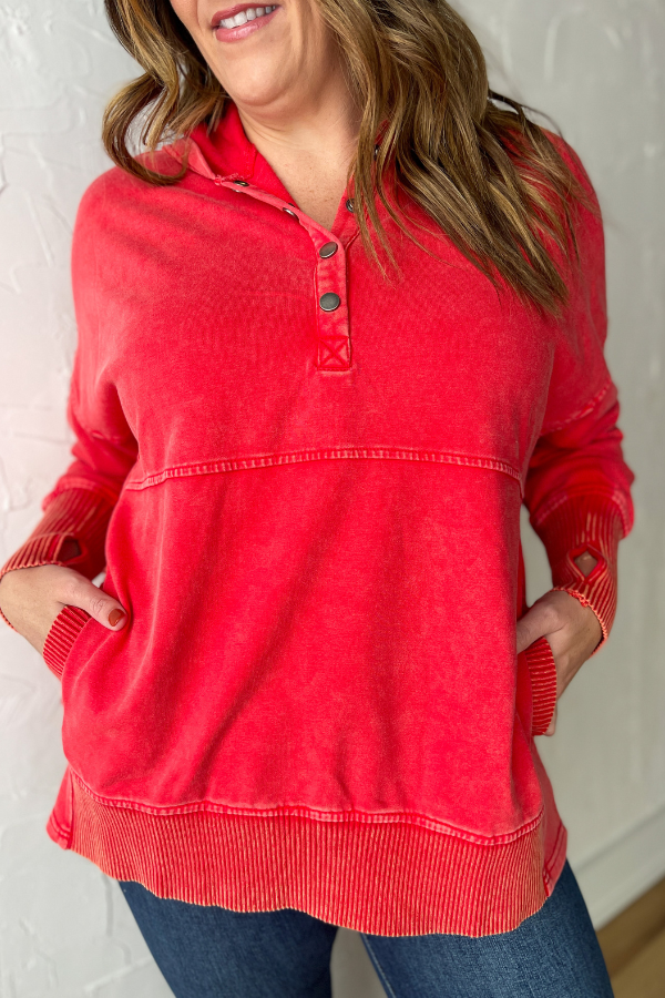 The Jolie Pullover- Coral Red