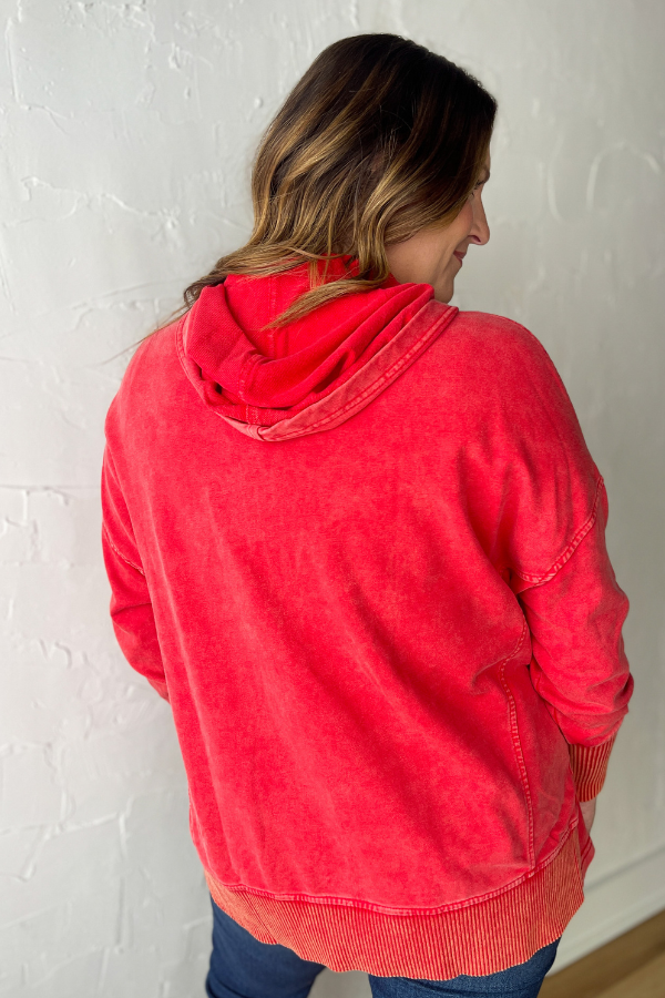 The Jolie Pullover- Coral Red