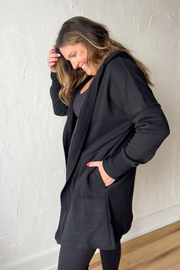 On the Go Open Front Cardigan- Black