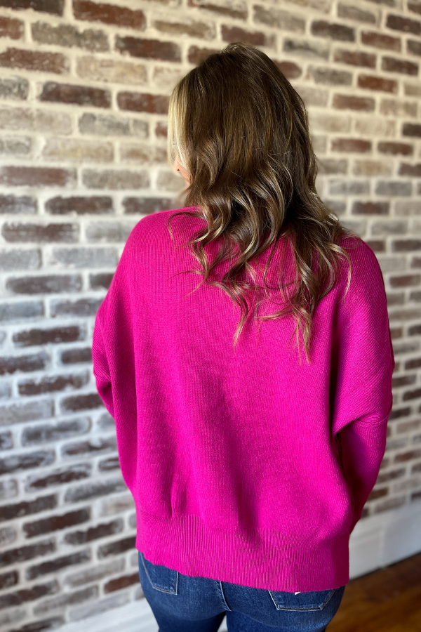 Simply Sleek Sweater- Magenta