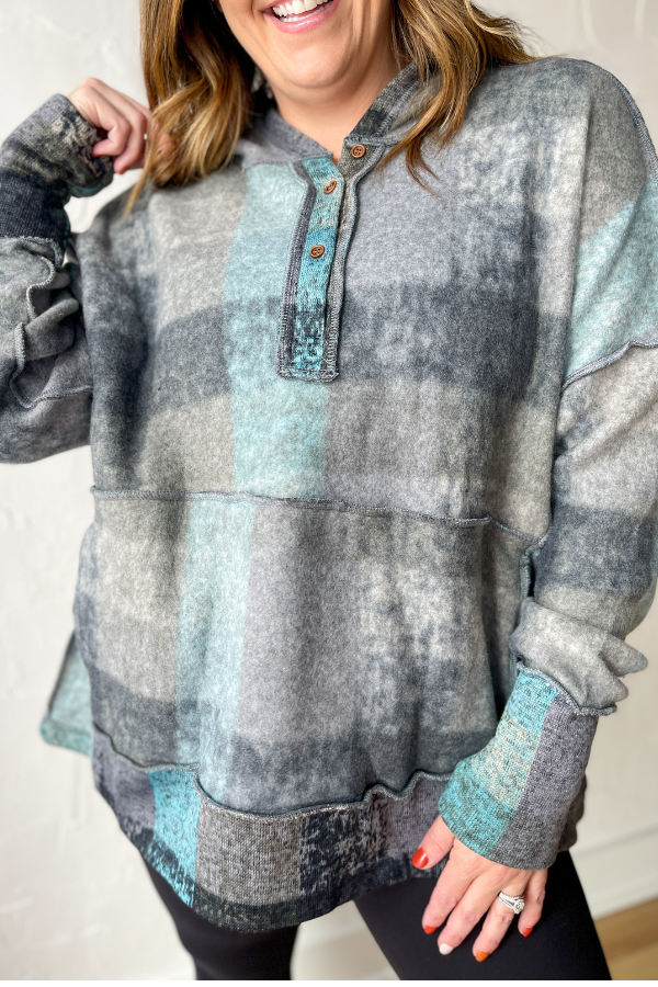 The Norway Plaid Pullover- Blue