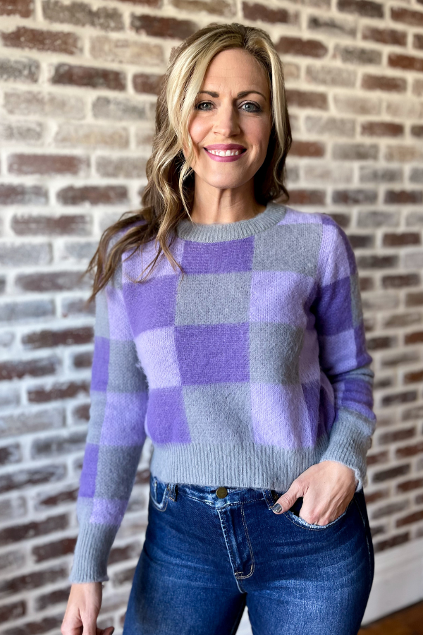 Harmony Hues Sweater- Lavender/Grey