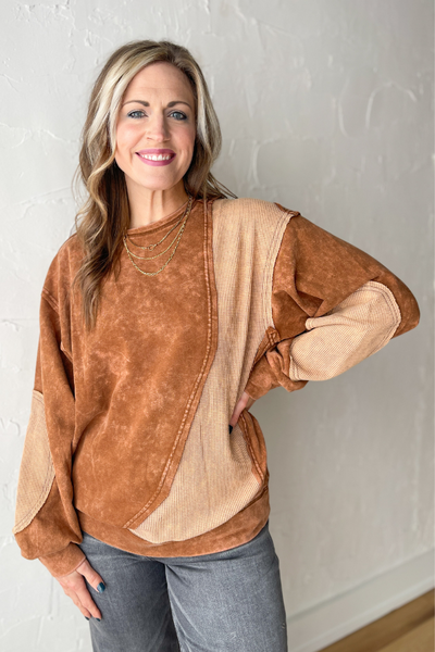 On the Move Vintage Pullover- Brown