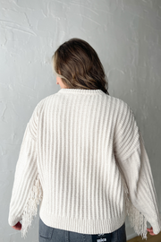 Elegant Edge Sweater- Cream