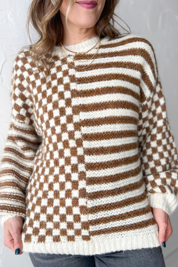 Check It Twice Sweater- Brown