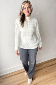 Timeless Trendy Cableknit Sweater- Cream