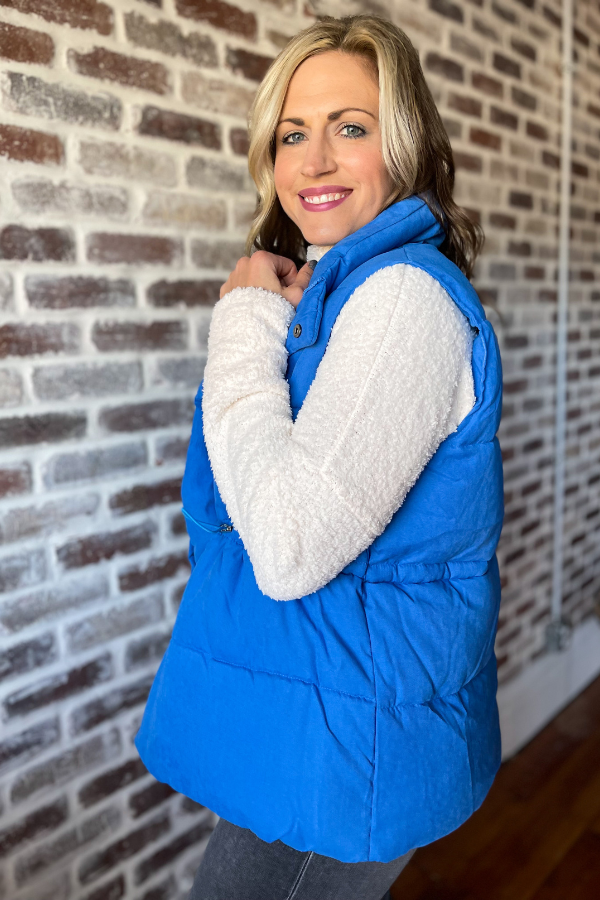 Toasty Haven Puffer Vest- Blue