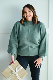 Frost Kissed Knit Sweater- Olive