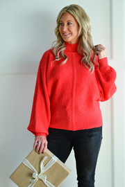 Frost Kissed Knit Sweater- Red