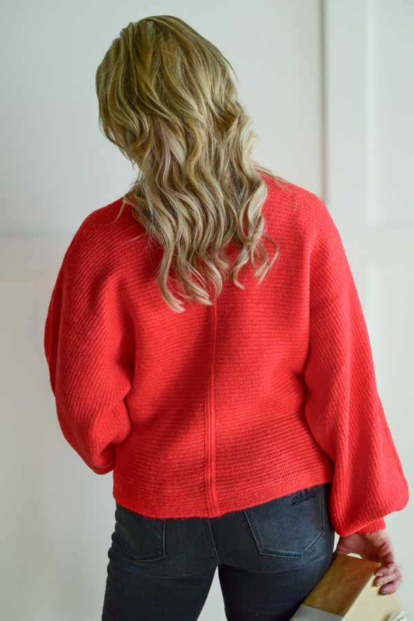 Frost Kissed Knit Sweater- Red
