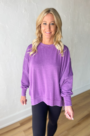 All on Me Mineral Wash Pullover - Dahlia