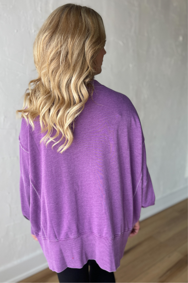All on Me Mineral Wash Pullover - Dahlia