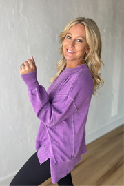 All on Me Mineral Wash Pullover - Dahlia