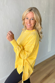 All on Me Mineral Wash Pullover - Daffodil