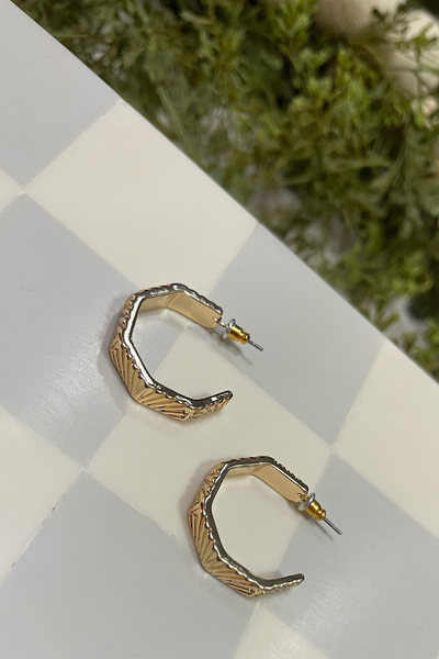 Octagon Hoop Earrings- Gold
