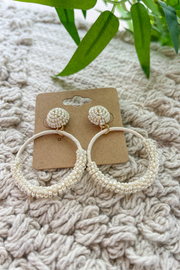 Beaded Cutout Earrings- Ivory