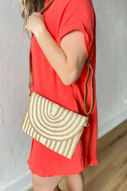 Two Toned Straw Crossbody