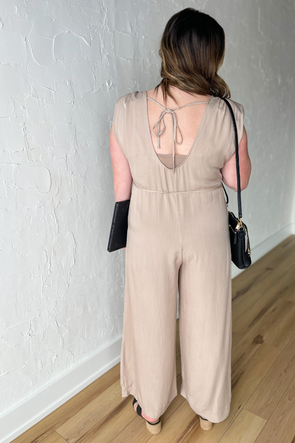 The Classic Linen Jumpsuit- Taupe